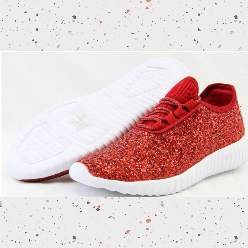 🎉❤Cherry Red Glitter Sneakers❤🎉 - Picture 3 of 12